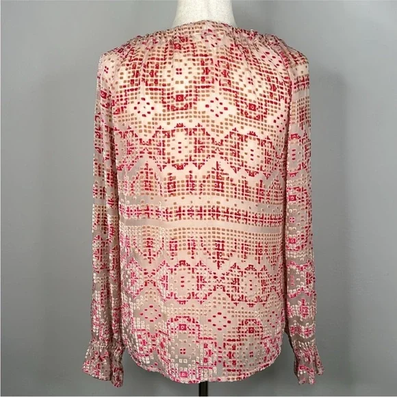 Sundance Red and Pink Textured Burnout Top - Picture 2 of 5